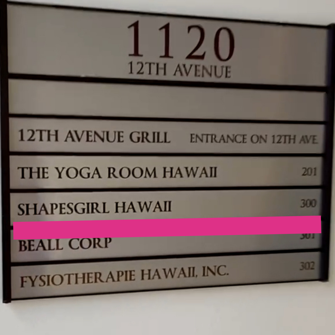 sign of ShapesGirl Hawaii kaimuki personaltraining gym