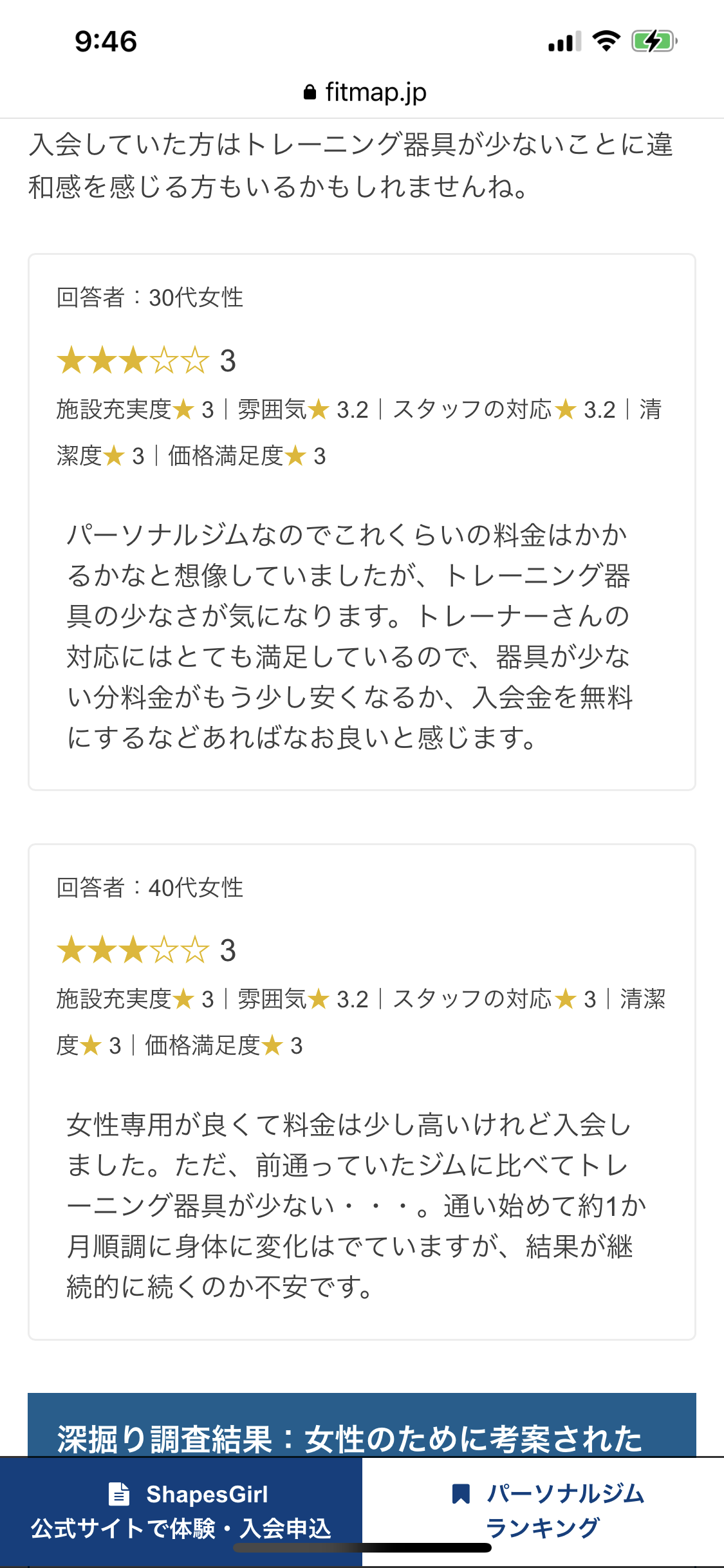シェイプスガールの口コミ